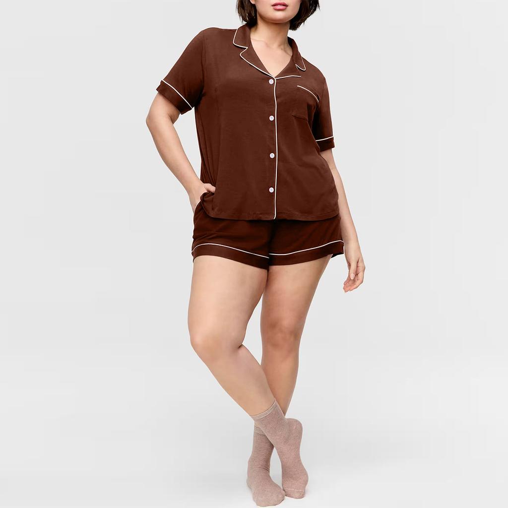 Piżama plus size dla kobiet na lato, z krótkim rękawem i szortami, oraz zestaw damskiej odzieży domowej