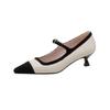 Cute woman~ kitten heel single shoes 2025 autumn high heels new women's shoes one-word buckle pointed OL commuter women's shoes