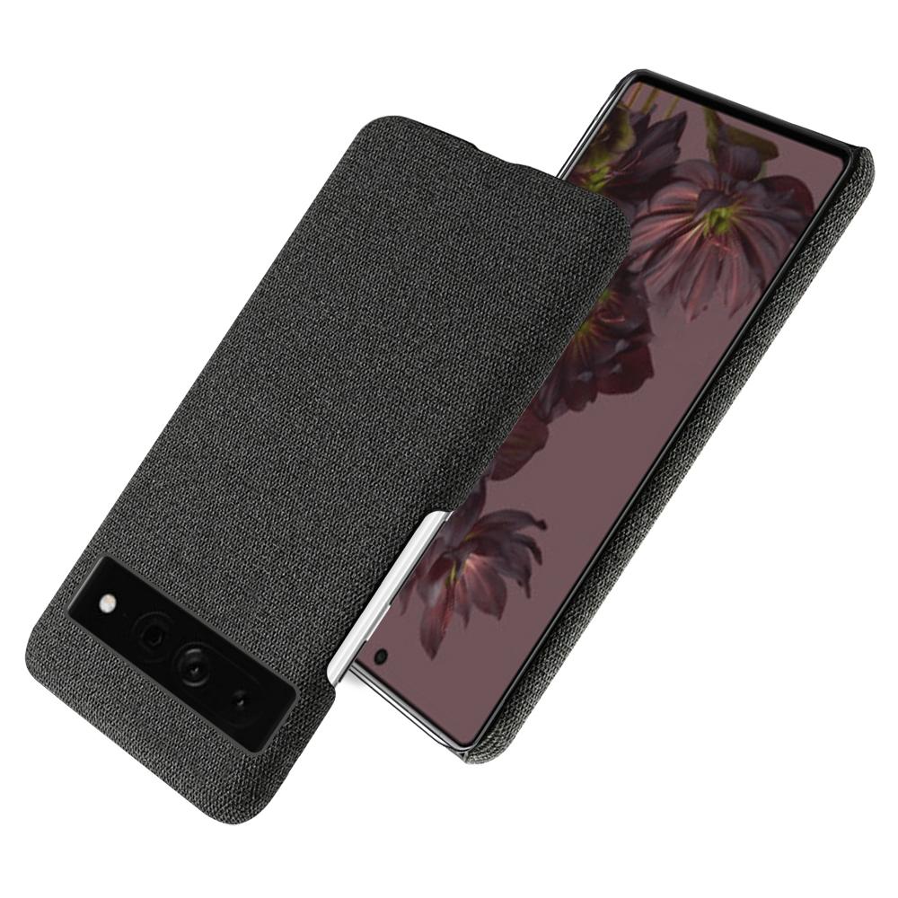 

For Google Pixel 7 Pro 5G Solid Color Cloth Texture Protective Shell Anti-scratch Hard PC Phone Case Black
