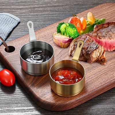 Sauce Bowl Sauce Cup Stainless Steel Dipping Bowl with Handle for Steak Tomato Bbq Ketchup Seasoning Serving Seasoning Cup