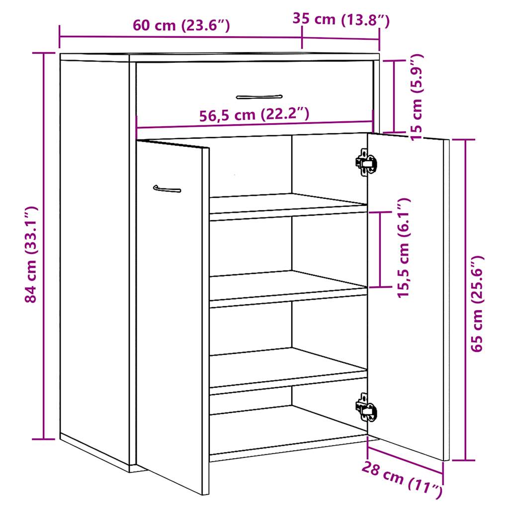 Shoe Cabinet with Rustic Wood Look 60 x 35 x 84 cm Engineered Wood