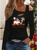 Autumn & Winter Women's New Casual  Long Sleeve Top  Christmas Pattern Ideal Halloween Christmas Gift T Shirt