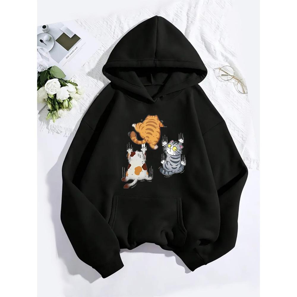 

Women s Cute Cartoon Cat Print Hoodie Casual Sporty Pullover Sweatshirt Autumn Winter Warm Pullovers Casual Hoodie 3XL