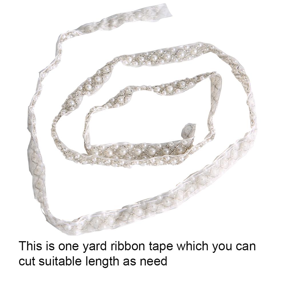 1 Yard DIY Handmade Lace Pearl Ribbon Tape Trim Decoration Clothes Accessories #3