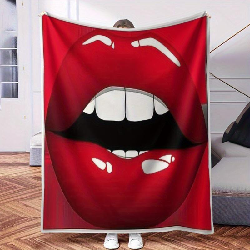 

Sexy Lips Theme Pattern Flannel printed blanket suitable for all seasons suitable for living room office sofa and travel 75x90cm
