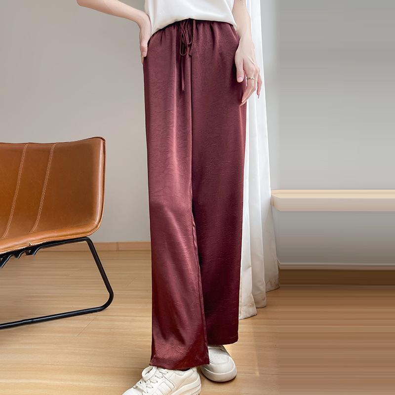 

New Summer Women s Wide-leg Pants Dark Flowers Make You Look Slim and Versatile Thin and Cool Straight Trousers 2XL