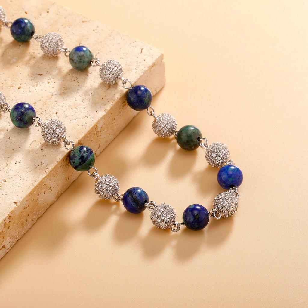 Lapis Lazuli and Zircon Choker Necklace - Hip Hop Style for Men and Women