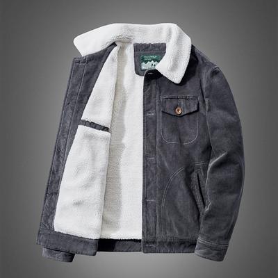 Chaqueta de pana holgada de talla grande, chaqueta acolchada de algodón para hombre de mediana edad y jóvenes, chaqueta casual cálida