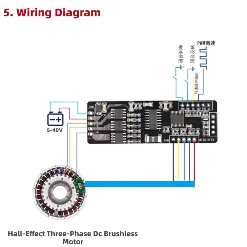 Brushless Hall Motor Driver Module 3Phase PWM Control Compact Design for Highly Speed Use Precise Control Applications