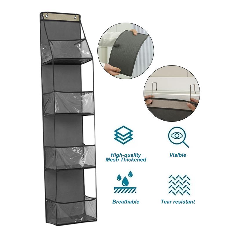 4 Lagen Graue PVC Hängende Aufbewahrungstasche Multifunktionale Stoff Aufbewahrungstasche Organizer Hinter der Tür 1 Stück