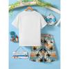 3D printed boys' short sleeved shorts set, versatile and fashionable casual set for spring and autumn