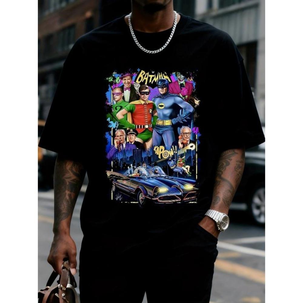 

European Sizes Justice League Men s Funny Graphics Print T-Shirt, Casual Short Sleeve Shirt for Men, Machine-Washable Fabric S чёрный