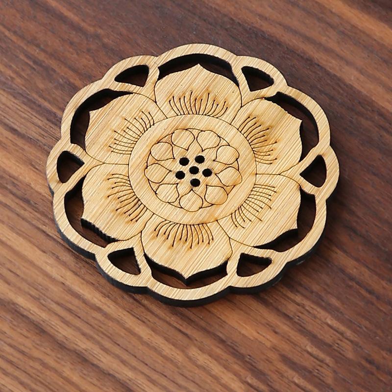 Kreative Lotusblumen-Getränkeuntersetzer aus Holz, rund, Tassenunterlage, Tischset für Tee, Kaffeetasse, Tischset, Heimdekoration, Küchenzubehör