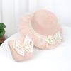 Children's sunscreen hat Summer girls' sunshade straw hat bag set Girl baby foreign style lace princess beach hat