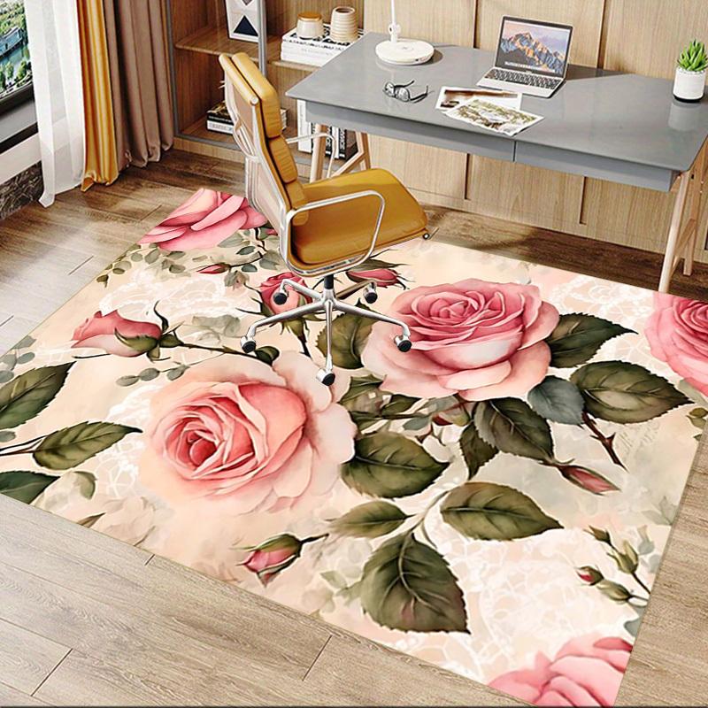 1PC Rose Lace Extra Large Non Slip Floor carpet, Office, family, bedroom, Studio Large Area Rug Indoor Rugs, Vibrant Colors