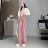 ! European cotton lint wide-leg pants women's autumn and winter high-waisted loose casual pants small mopping sports straight pants