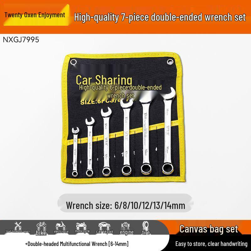 10-Piece Double-Head Wrench Set - Chrome Vanadium Steel for Automotive Repair