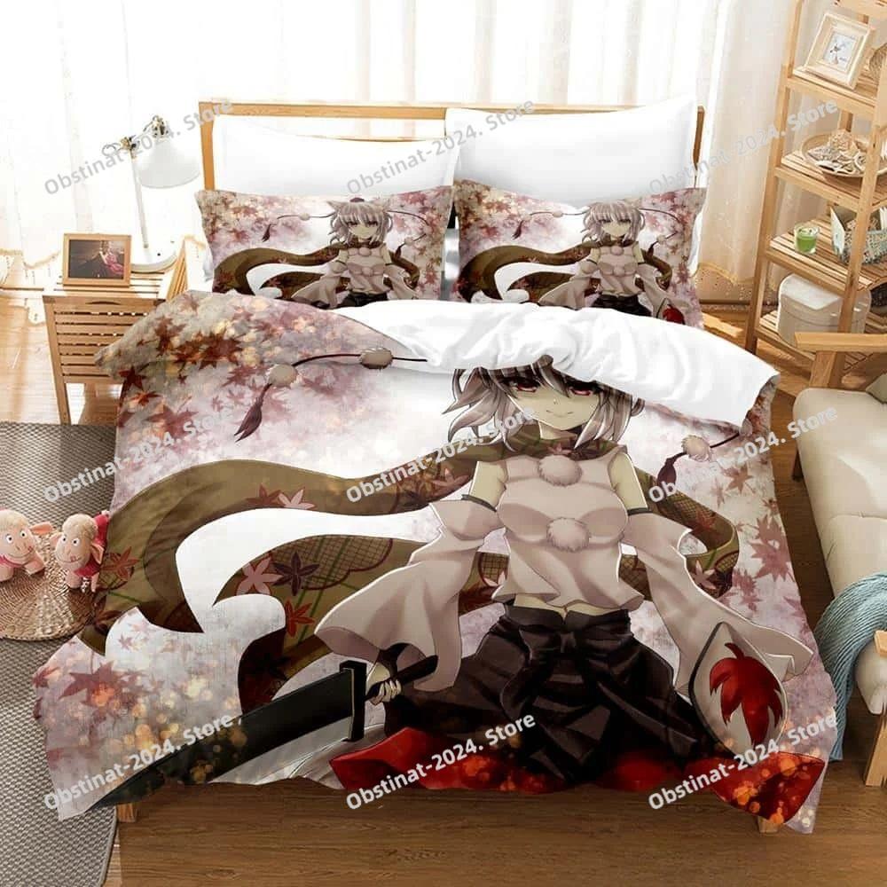 Set Biancheria da Letto Anime 3D Kawaii Ragazze Momiji Inubashiri Singolo Gemello Matrimoniale Queen King Size Set Letto Camera da Letto Adulti Bambini Set Copripiumino