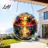 High Transparency Acrylic Puzzle Pendant Round Stained Glass Style Hanging Ornament 7.48 Mindful Weekend Activity Inch Window Decoration for
