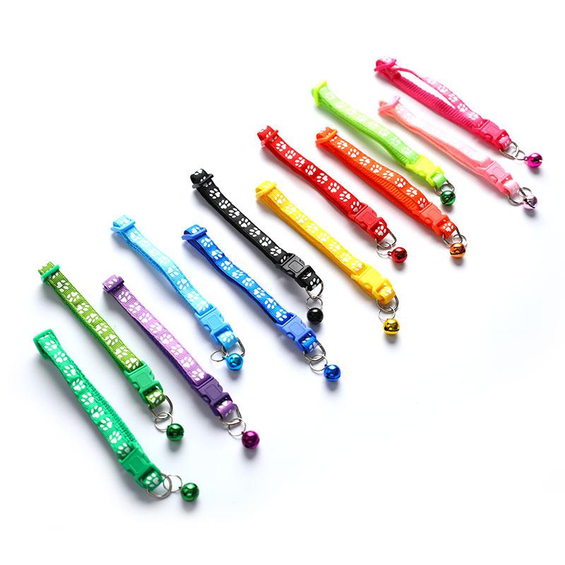 New Cute Bell Collar For Cats Dog Collar Funny Footprint Collars Leads Cat