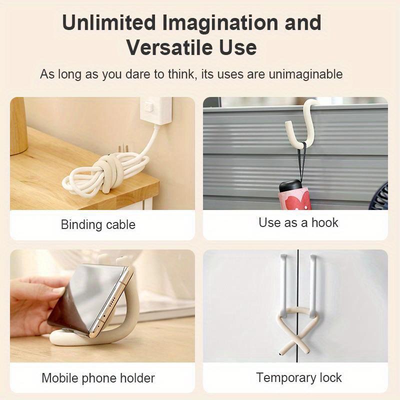 Free Bending Hook Multi-Function Utility Hooks for Hanging, Beige, Fold-able Aluminium Hangers Hangable, Utility Hooks