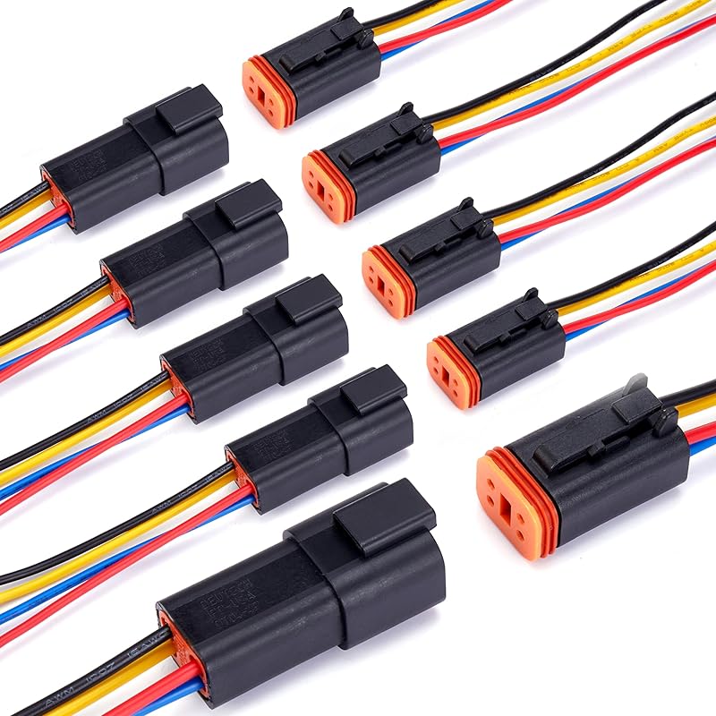 12 Pin Deutsch DT Connector 12 Way Waterproof DT Automotive Electrical Connector Male Female Plug with 16 AWG Cable Wire for Cars,Trucks,Boats,LED