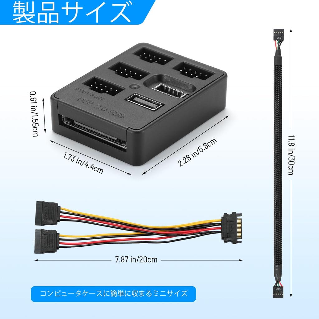 Internal USB Interface Splitter for To USB Gen 1 Interface 5-port Hub, 9-pin 2.0 Motherboard, 2.0 3.2 Adapter.