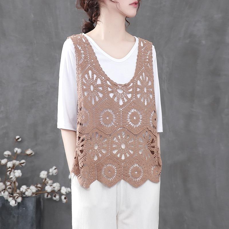 Neue lose europäische Hohlweste mit großem Fett-MM-Pullover ärmellose Weste Slim Top