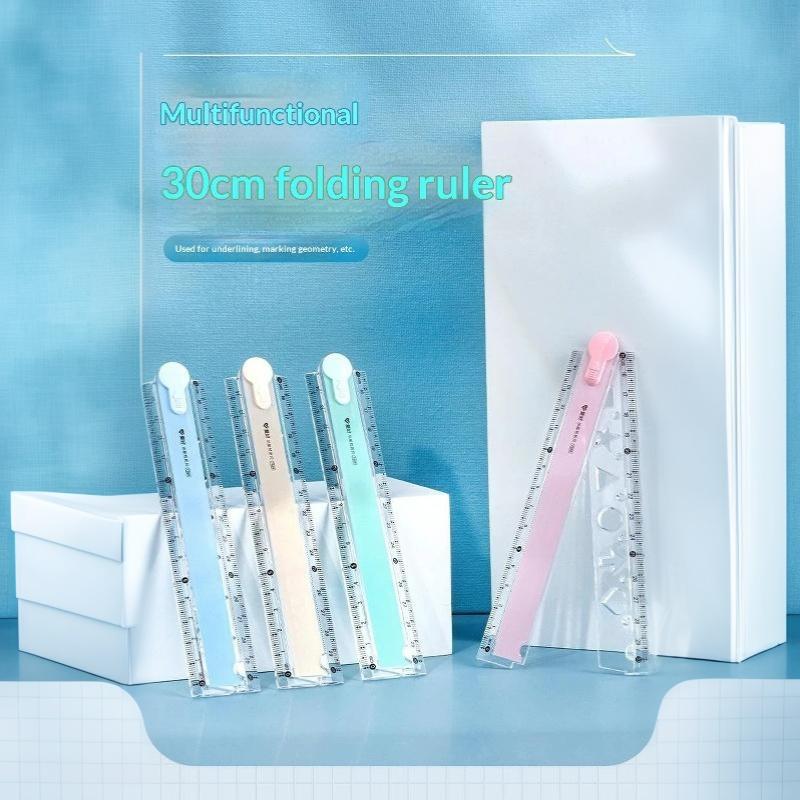 1Pcs Multifunctional Folding Ruler, 4 Colors Available, Clear Scale, Portable For Geometry Drawing & Measuring At School Home