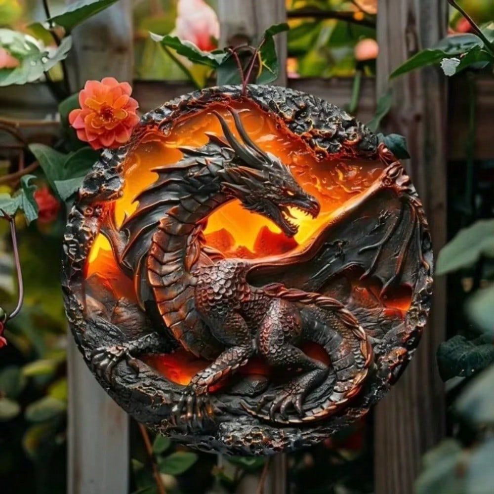 Volcanic Dragon Aluminum Sign Weatherproof Outdoor Metal Wall Art Home Decor