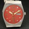 JAPAN MENS GENUINE VINTAGE CITIZEN AUTOMATIC 8200 RED COLOR DIAL WATCH a500239-2 R151b-a500239
