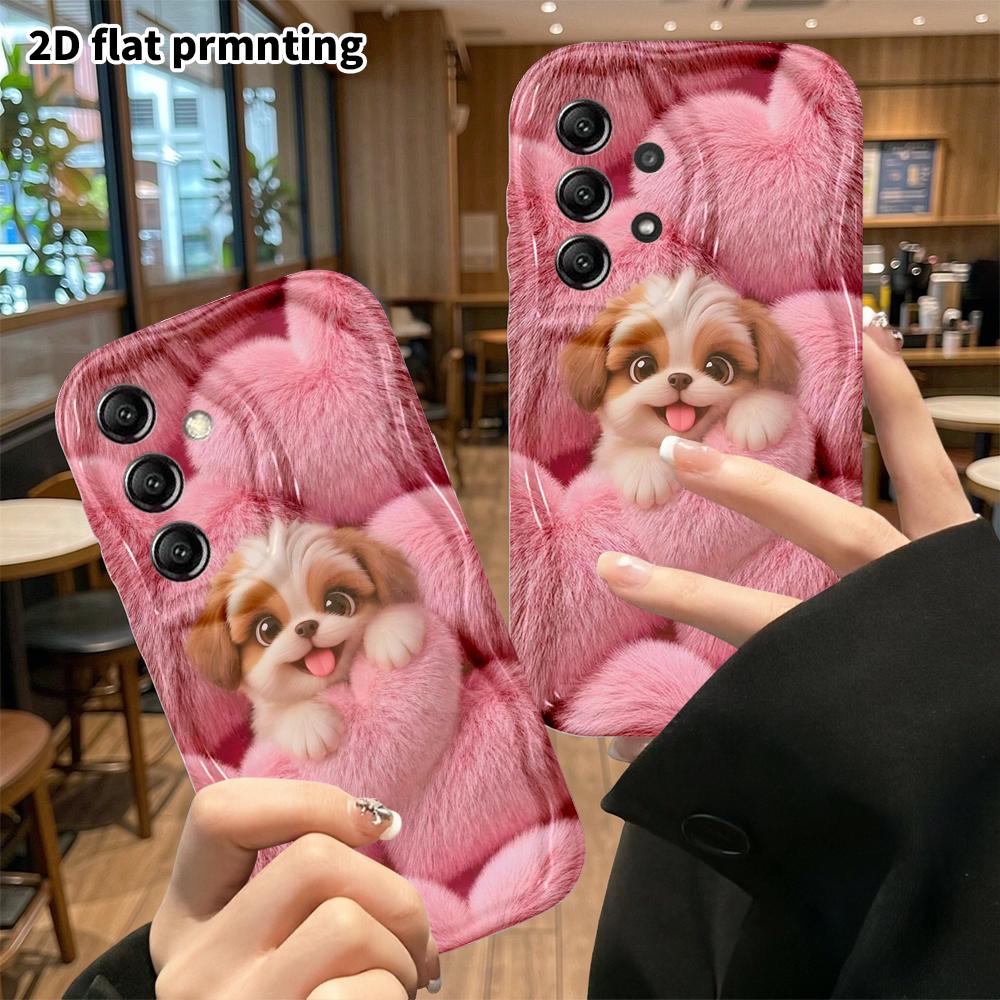 Phone Case: 2D Flat, Suitable for Samsung Galaxy A34 A35 M05 M06 S20 S22 S21 FE Plus 5G Protective Case, Hearts and Puppies, Perfect Christmas and Hal