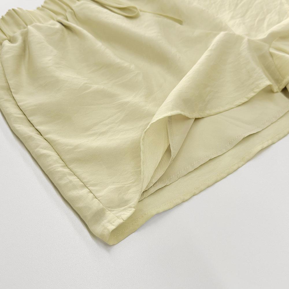 Spring and Autumn Sweet Loose Ruffled Two-Piece Set V-Neck Shirt and Shorts Set for Women