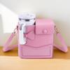 Crossbody Water Bottle Storage Bag PU Leather Adjustable Shoulder Strap Cup Sleeve Pouch Large Capacity Travel Cup Holder Ladies