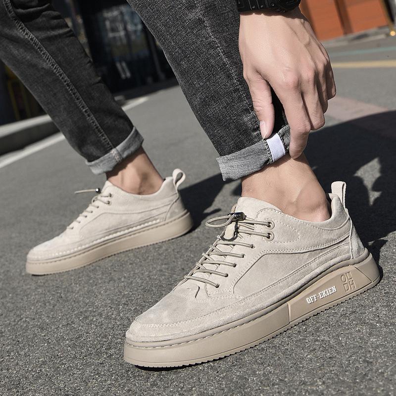 Men's Board Shoes 2025 Spring Flat Retro Youth Trendy Shoes Anti Velvet Leather Skateboarding Sneakers