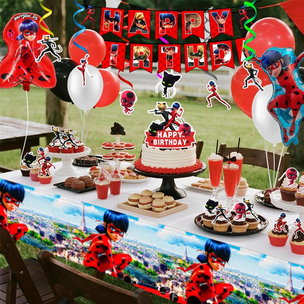 35pcs Cartoon Party Decorations, Cartoon Birthday Decorations Set-Cartoon Banner Ballons Tablecloth etc Cartoon Theme Party Decorations for Girls