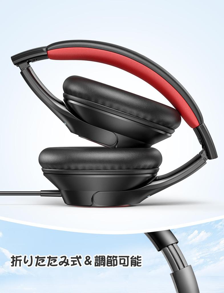 KH30 Kids' Wired 3.5mm Headphones with Adjustable Volume Limit and Folding