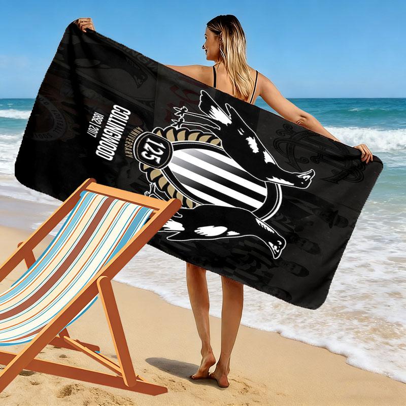 Collingwood Magpies Druck Strandtuch, Großes Weiches Schnelltrocknendes Handtuch für Strand Camping Schwimmen