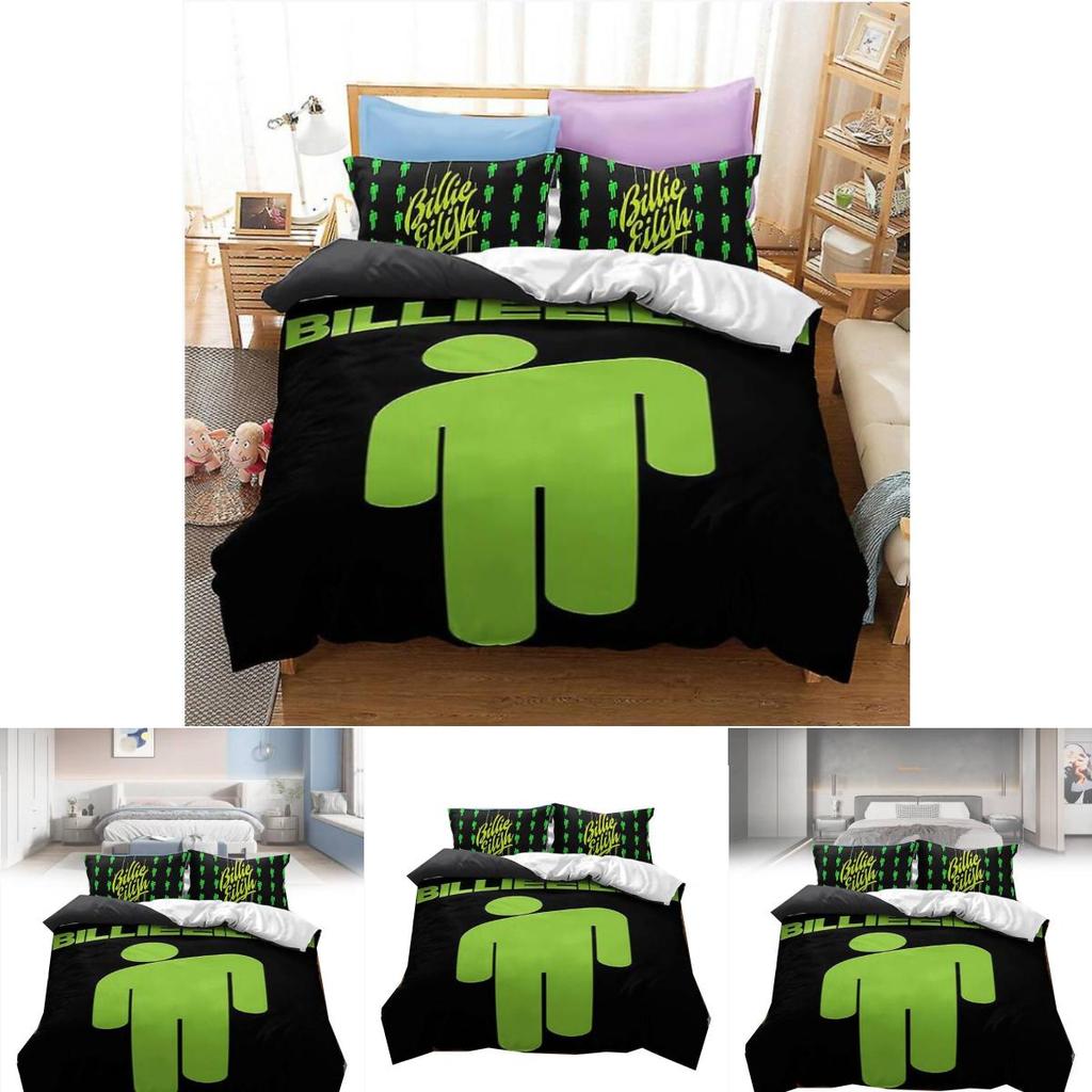 Billie Eilish 3piece Bed Cover And Pillowcase Set With Durable Polyester Fabric
