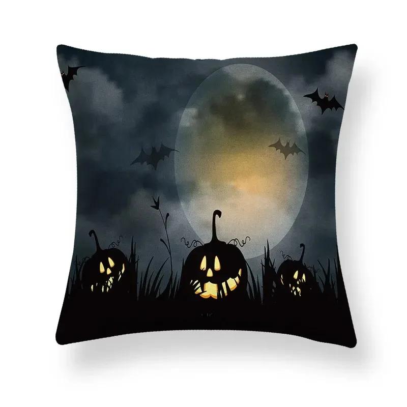 Taie d'Oreiller à Thème d'Horreur d'Halloween, Décoration pour Salon, Bureau, Canapé, Voiture