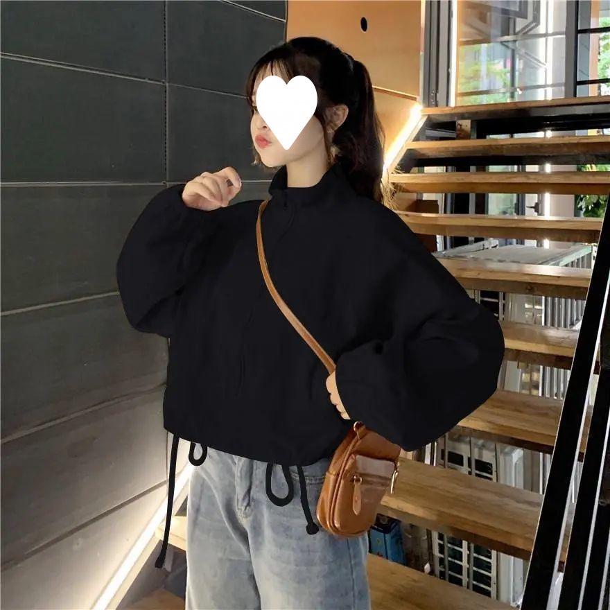 Spring 2023 Women's Trendy Loose-Fit Windbreaker: Slim Zipper, Long Sleeve, Windproof Short Coat.