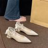 Mary Jane Thick Heel Single Shoes Not Tired Feet Main Wedding Dress Wedding Shoes Pointed Pearl Strap Bow Bridesmaid Bride Shoes