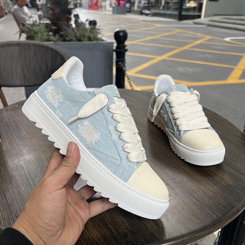 Scarpe Casual da Skateboard da Uomo Europee Versatili con Suola Spessa e Lacci