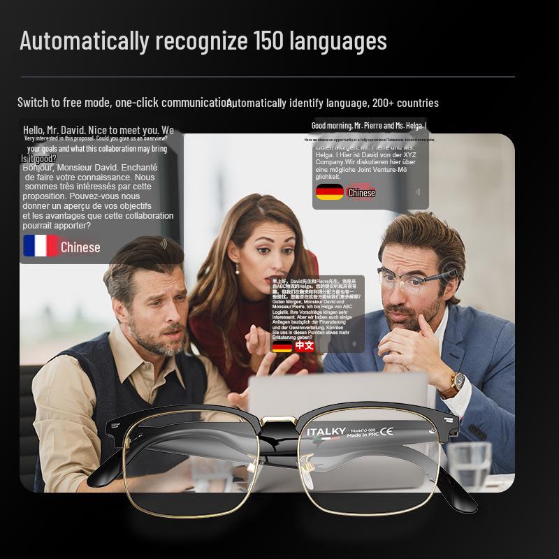 Smart Bluetooth Glasses: Real-time AI Translation & Music for 100+ Languages