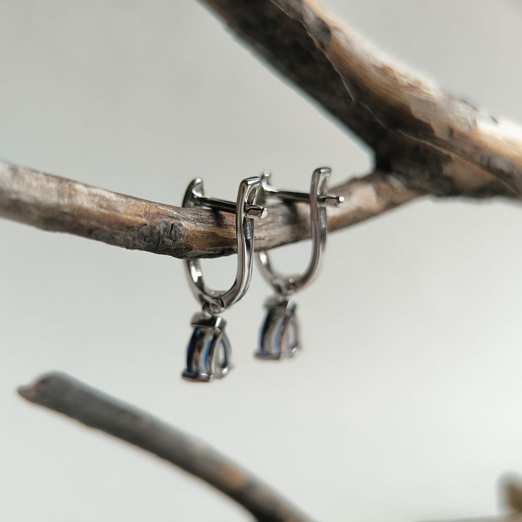 Серебряные серьги с сапфиром nano 1.033ct (2195115)