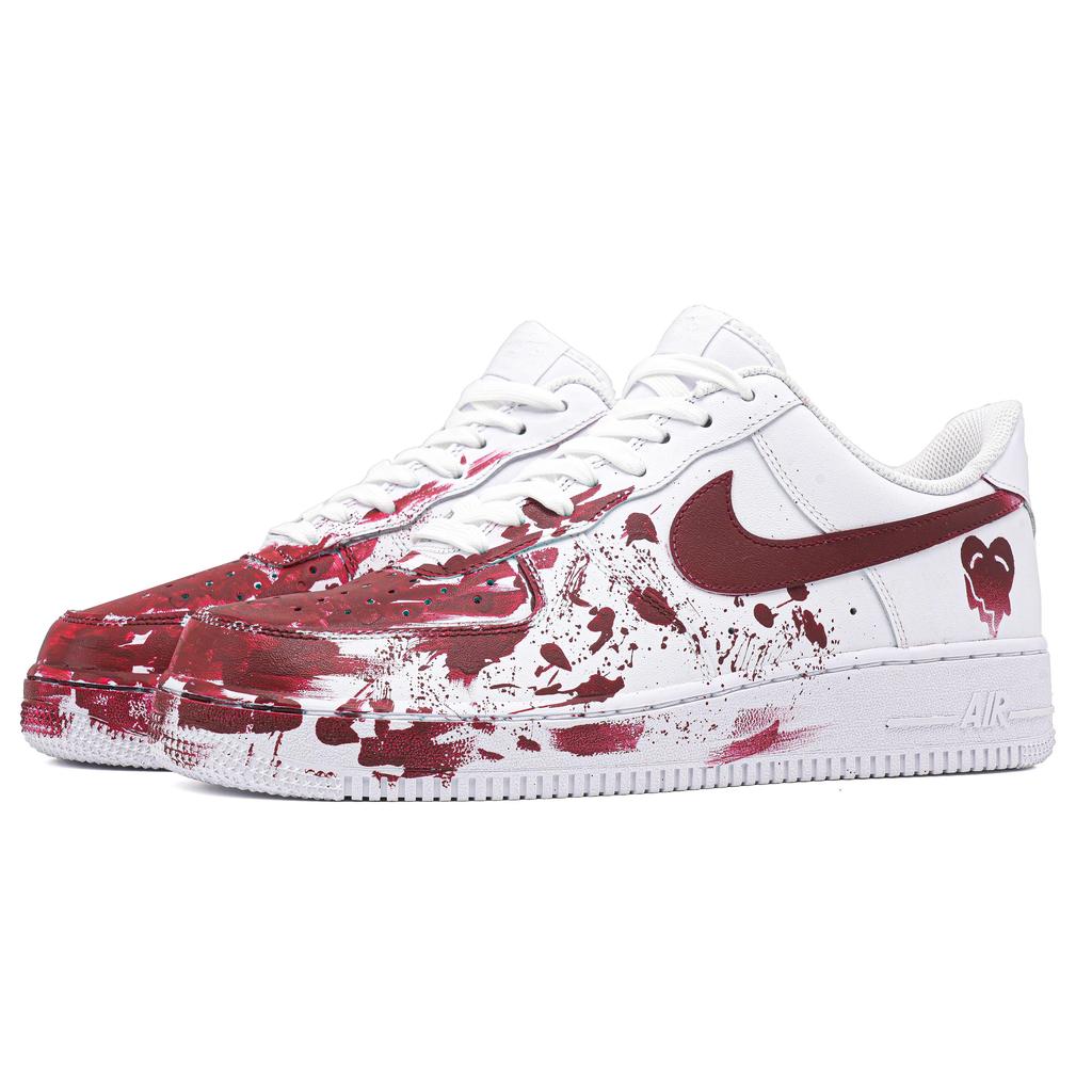 Nike Air Force 1 Blood Romance Lightweight Low Top Skateboard Shoes Unisex White Red CW2288-111(Team241-)