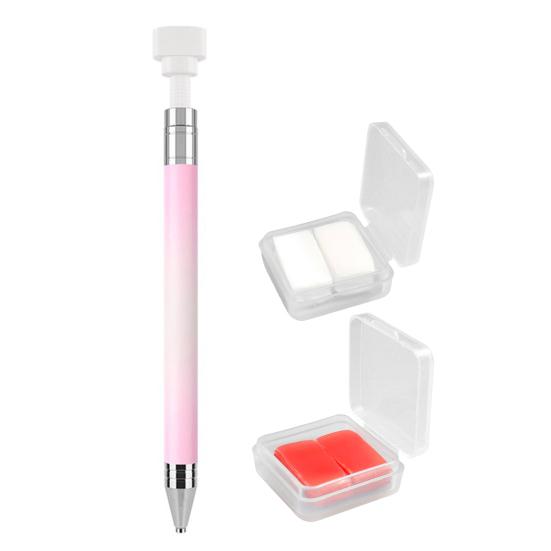 Rhinestone Art Pen with Wax Ergonomic Design Automatic Refillable Nail Pen DIY Craft Fine Tip Manicure Pen