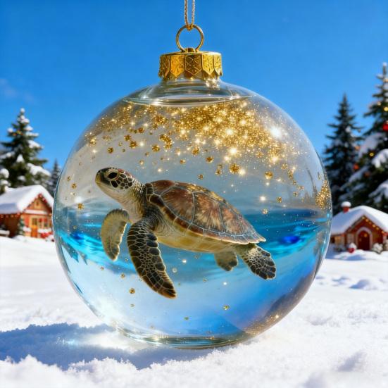 Clear Ball Ornament 3D Butterfly/Turtle/Dolphin Animal Christmas Ball Decoration Memorial Gifts for Animal Lovers