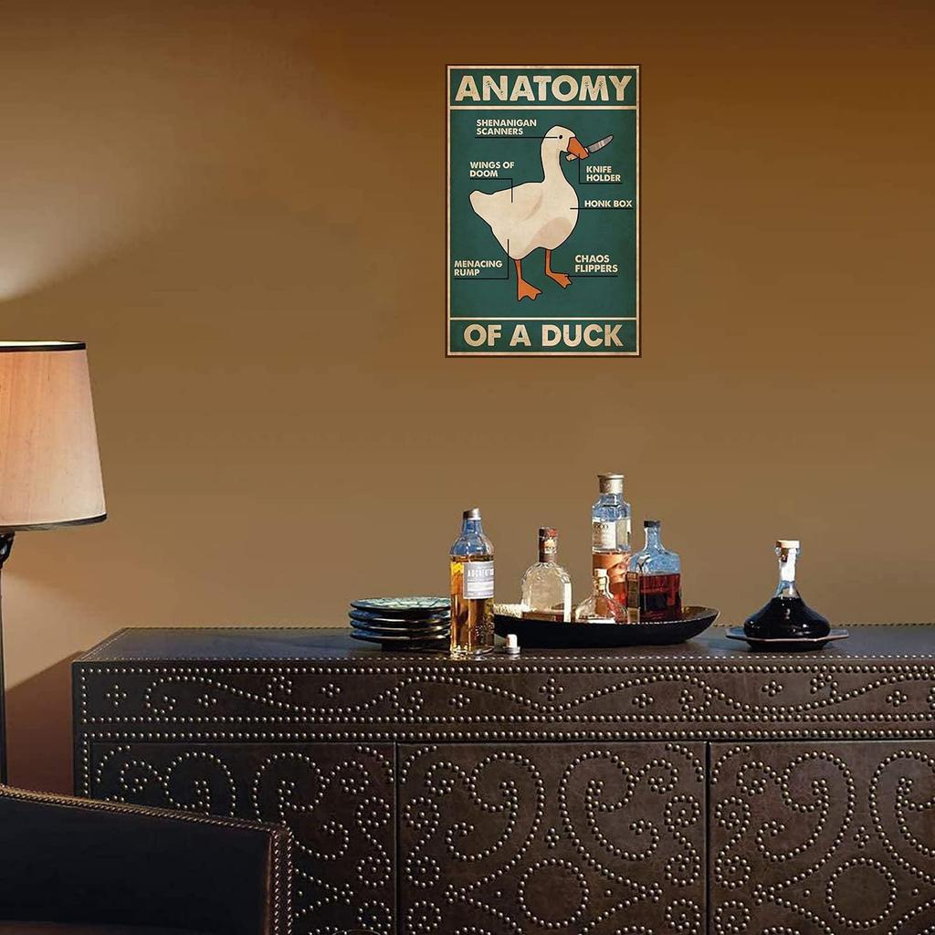 Knowledge Metal Tin Sign Anatomy Of A Duck Retro Poster Restaurant Cafe Living Room Kitchen Bathroom Home Duck Wall Art Decoration Plaque Gift 8x12