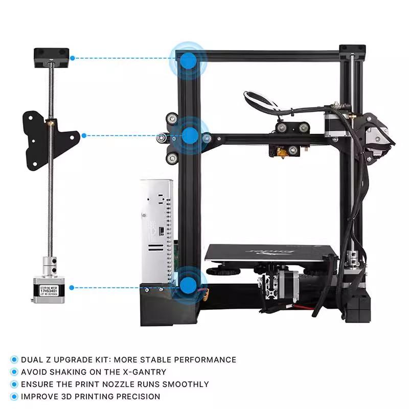 3D-skriverdeler for Ender 3 Dobbel Z-akse Oppgraderingssett DIY-sett Med Skrue Steppermotor for Creality Ender 3 V2 Ender 3 Pro CR10